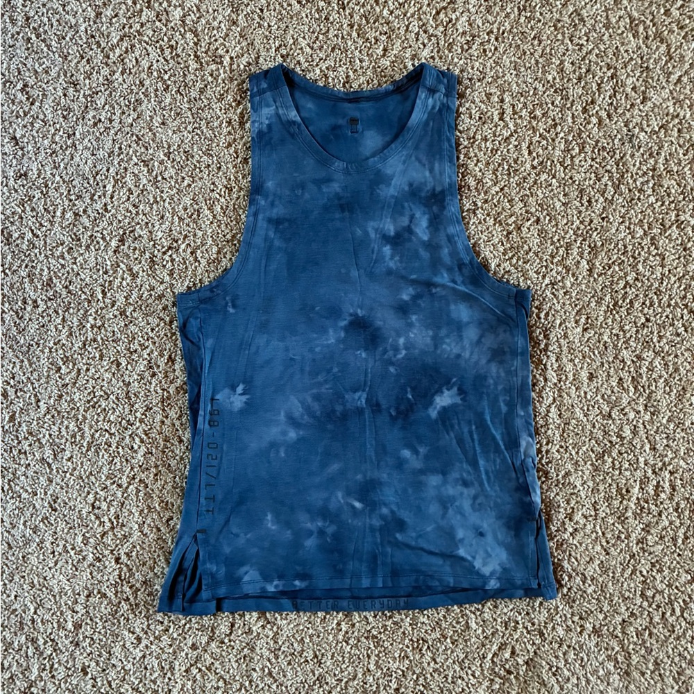 Lululemon Always Agile Tank Diamond Dye True Navy Chambray Blue Marble Sz ??